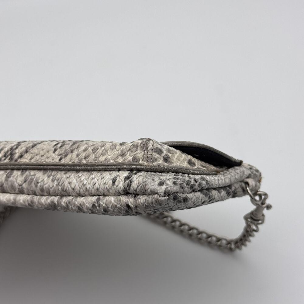 Kathy Van Zeeland Y2K Shoulder Clutch Bag Snakeskin Studded Chain Heart Charms - Picture 10 of 16